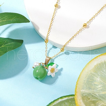 Resin Fruit Pendant Necklaces NJEW-JN05204-05-1