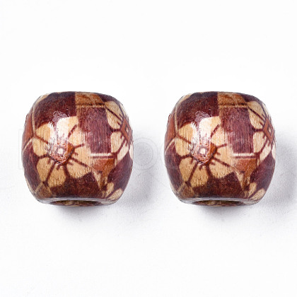 Printed Natural Wood Beads WOOD-S053-60-1