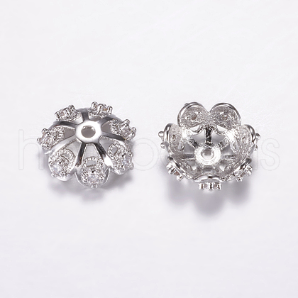 Brass Micro Pave Cubic Zirconia Bead Cap ZIRC-G122-48P-RS-1