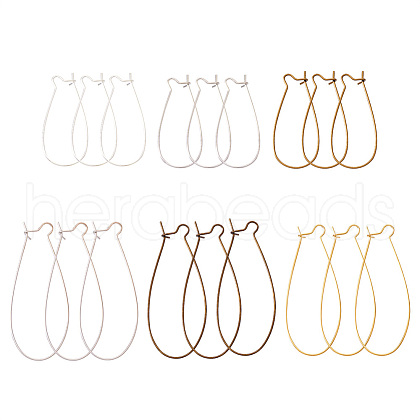 Brass Hoop Earrings Findings Kidney Ear Wires KK-TA0007-10-1