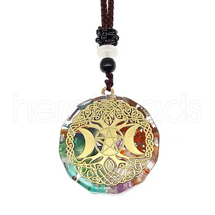 Orgonite Chakra Natural & Synthetic Mixed Stone Pendant Necklaces PZ4674-21-1