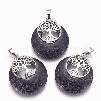Synthetic Blue Goldstone Pendants G-F573-C02-1