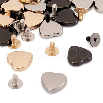 15 Sets 3 Colors Heart Zinc Alloy Rivets PURS-TA0001-01-1