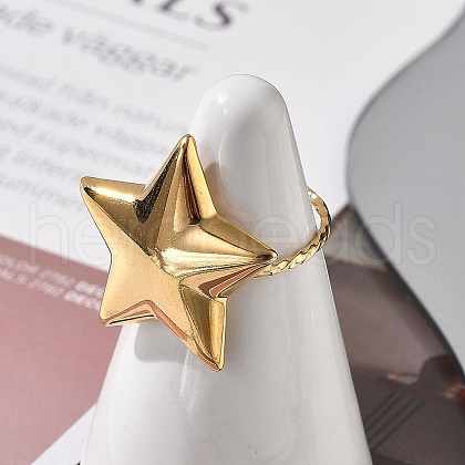 304 Stainless Steel Open Cuff Ring for Women RJEW-M049-05G-04-1