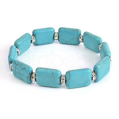 Vintage Rectangle Synthetic Turquoise Beaded Bracelets for Women FL7669-10-1
