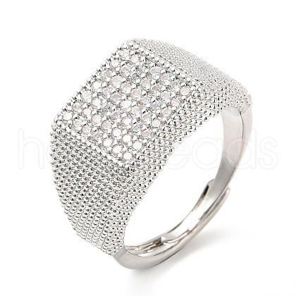 Rack Plating Brass Micro Pave Cubic Zirconia Rings RJEW-E064-11P-1