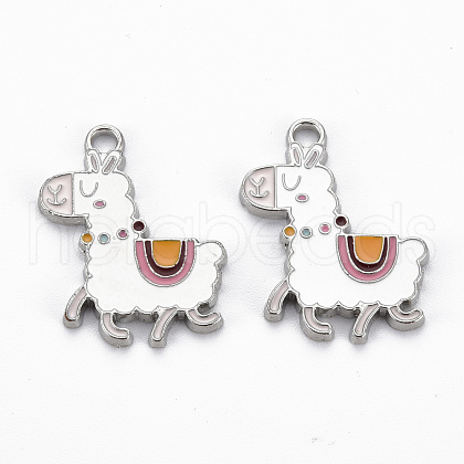 Rack Plating Alloy Enamel Pendants X-ENAM-N053-29-RS-1