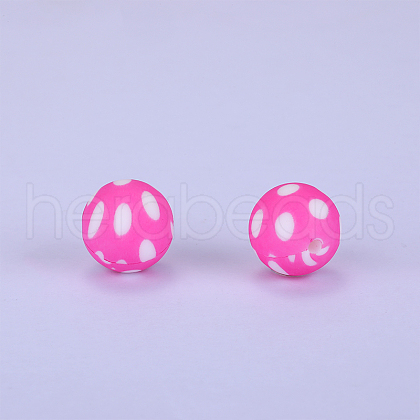 Printed Round Silicone Focal Beads SI-JX0056A-49-1