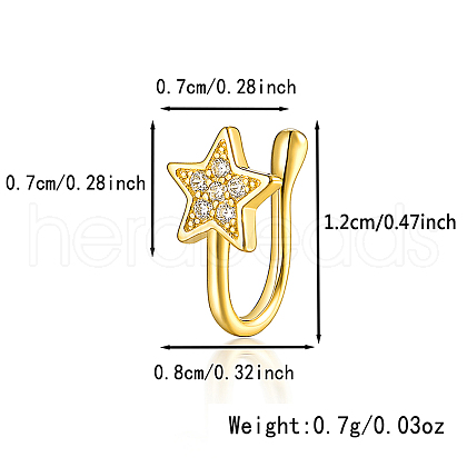 925 Sterling Silver Pave Clear Cubic Zirconia Star Nose Rings MA2524-3-1