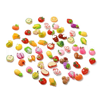 Opaque Resin Fruit & Vegetable Adhesive Back Cartoon Stickers RESI-K019-46-1