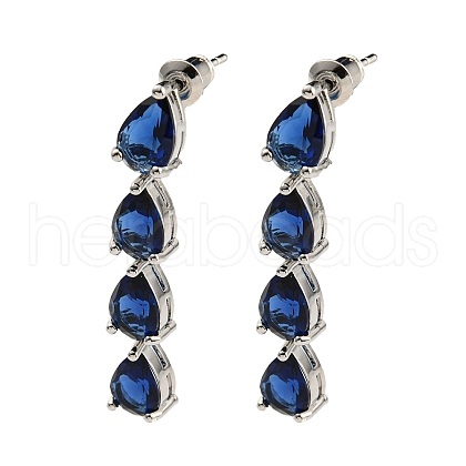 Rack Plating Platinum Tone Brass Glass Studs Earrings for Women EJEW-H310-01P-02-1