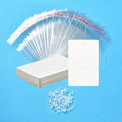 30Pcs Rectangle Paper One Pair Earring Display Cards with Hanging Hole DIY-YW0008-55A-1