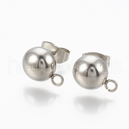 201 Stainless Steel Stud Earring Findings X-STAS-Q225-16A-8mm-1