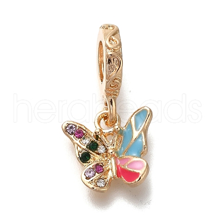 Rack Plating Alloy Rhinestone European Dangle Charms PALLOY-P307-09G-1
