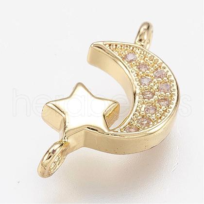 Brass Micro Pave Cubic Zirconia Links ZIRC-G098-71G-1