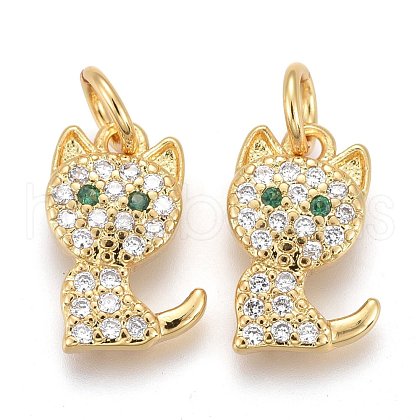 Brass Micro Pave Clear Cubic Zirconia Pendants ZIRC-Z001-02G-1
