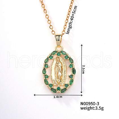 Retro Colorful Fashion Necklace with Shiny Rhinestones and Virgin Mary Pendant LW6178-3-1