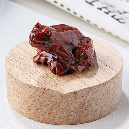 Natural Sesame Jasper Carved Healing Frog Figurines PW-WG28161-15-1