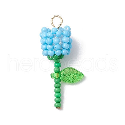 Grade A Round Glass Seed Beads Acrylic Flower Charms PALLOY-MZ00690-05-1