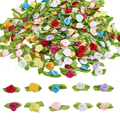 Gorgecraft 200Pcs 10 Colors Polyester Rose Ornaments DIY-GF0006-84-1