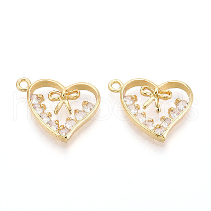 Brass Micro Pave Cubic Zirconia Pendants KK-N265-34G-1