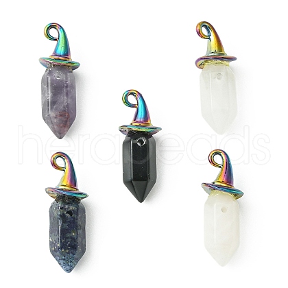 Natural Mixed Gemstone Pendants PALLOY-JF02182-1