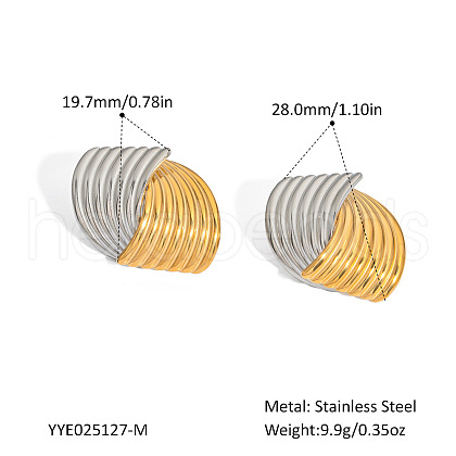 Stainless Steel Cross Stripe Stud Earrings PE2312-3-1