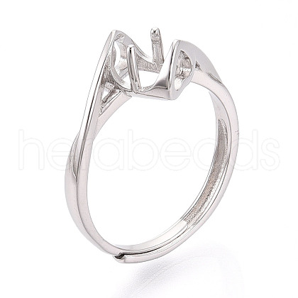 Rhodium Plated 925 Sterling Silver Solitaire Ring Settings STER-T008-16P-1