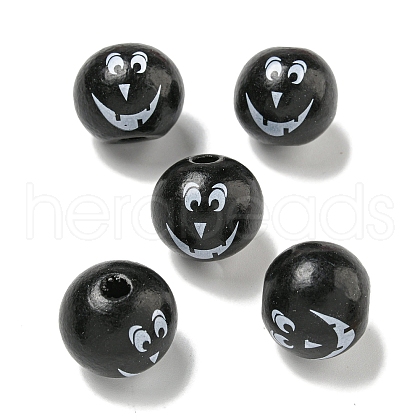 Printed Wood European Beads WOOD-G022-08B-16-1