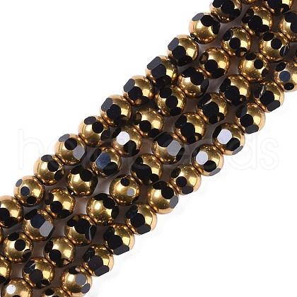 Electroplate Glass Beads Strands X-EGLA-Q128-04A-FP06-1