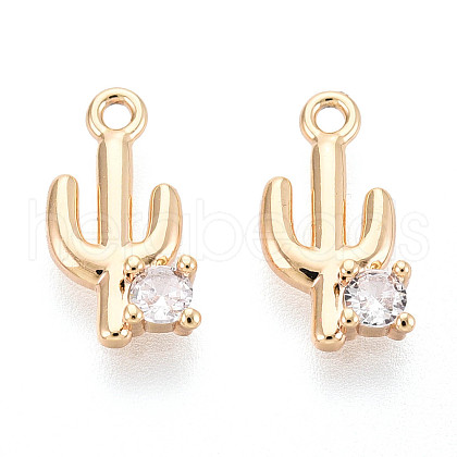 Brass Micro Pave Clear Cubic Zirconia Charms KK-N267-13G-1