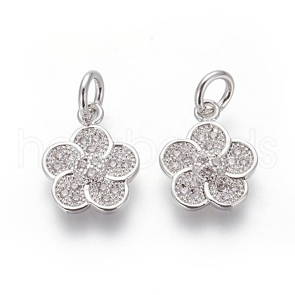 Brass Micro Pave Cubic Zirconia Charms ZIRC-J021-17P-RS-1