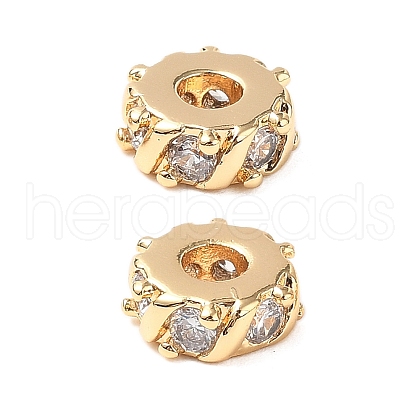 Brass Micro Pave Cubic Zirconia Beads KK-A259-02G-1