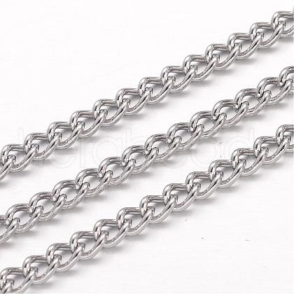 Tarnish Resistant 304 Stainless Steel Curb Chains CHS-K004-04P-0.8mm-1