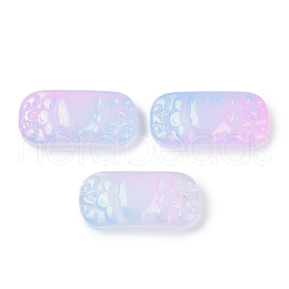 Spray Painted Transparent Glass Connector Charms GLAA-H035-06G-1