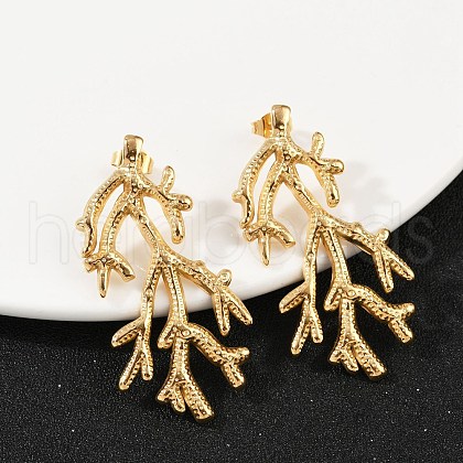 304 Stainless Steel Stud Earrings EJEW-U071-01A-G-1