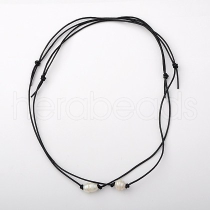 Mother's Day Jewellery Freshwater Pearl Beaded Necklaces NJEW-JN00666-1