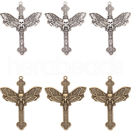 SUNNYCLUE 40Pcs 2 Colors Tibetan Style Alloy Big Pendants TIBE-SC0009-39-1