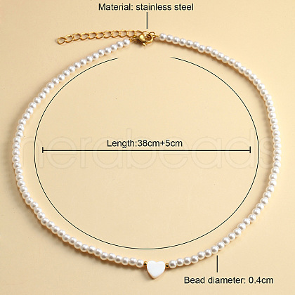 Elegant High-Quality Non-Fading Round Shell Pearl Beaded Heart Pendant Necklaces for Women VI2074-1-1