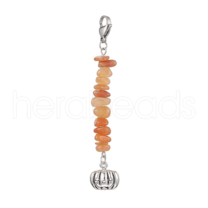 Halloween Pumpkin Alloy Pendant Decorations HJEW-JM02073-01-1