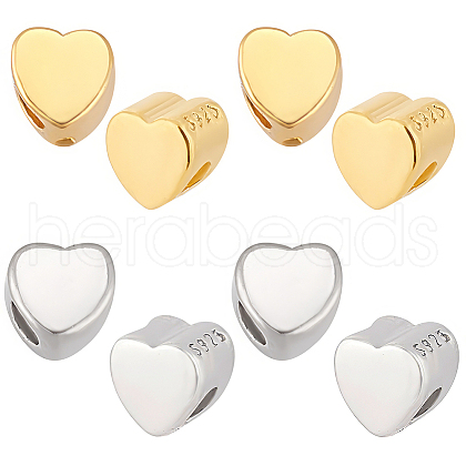   8Pcs 2 Colors 925 Sterling Silver Beads STER-PH0001-65-1