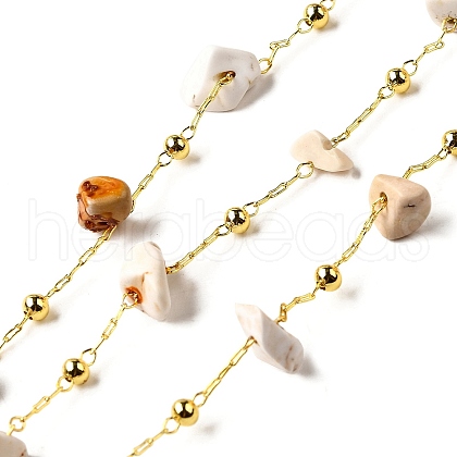 Handmade Natural Howlite Chip Beaded Chains CHC-F020-09G-02-1