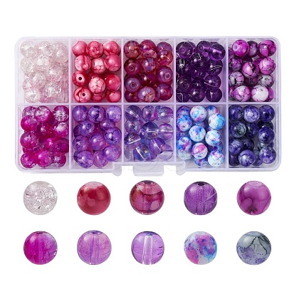 10 Style Spray Painted & Drawbench Transparent & Baking Painted Glass Beads GLAA-YW0001-26A-1