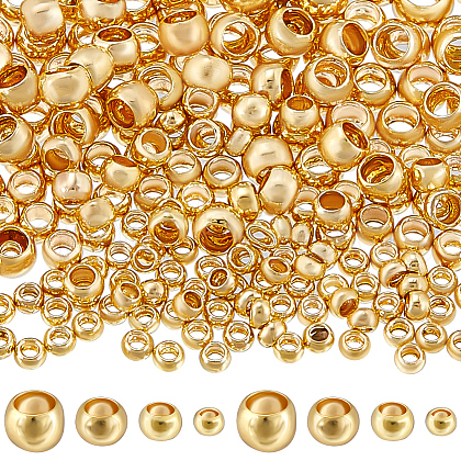 Beebeecraft 400Pcs 4 Styles Brass Crimp Beads KK-BBC0014-68-1