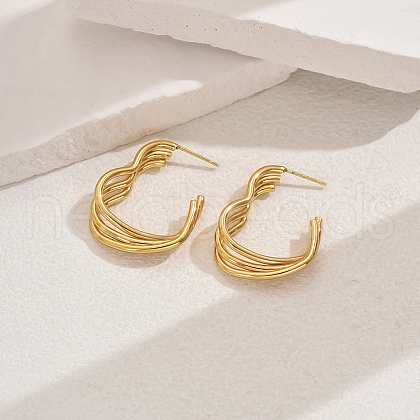 Vintage Multi-layered Heart Stainless Steel Stud Earrings KW0694-1-1