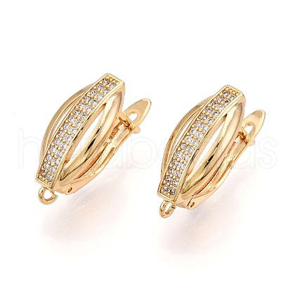 Brass Micro Pave Cubic Zirconia Hoop Earring Finding KK-N261-44G-1