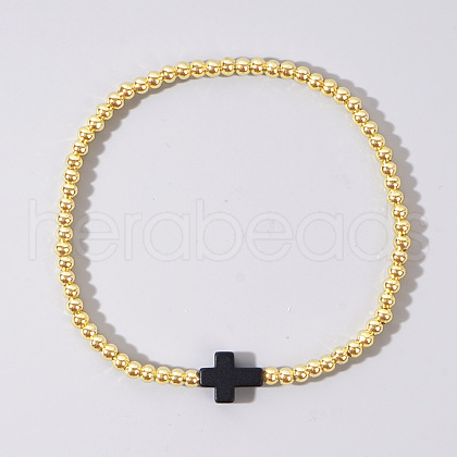 Brass Bead Stretch Bracelets for Women QZ0147-5-1