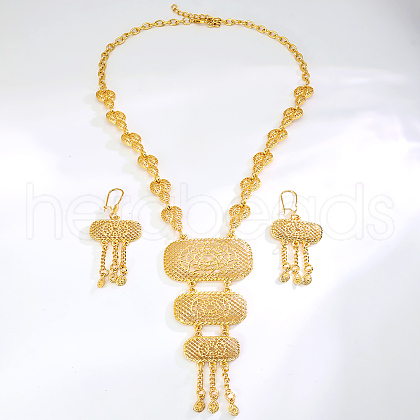 Elegant Fashion Rectangle Brass Necklace & Earrings Sets for Women HY2703-1