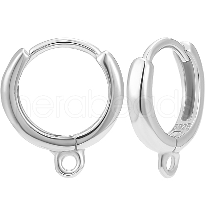 Anti-Tarnish Beebeecraft 1 Pair Rhodium Plated 925 Sterling Silver Hoop Earrings STER-BBC0006-31P-1