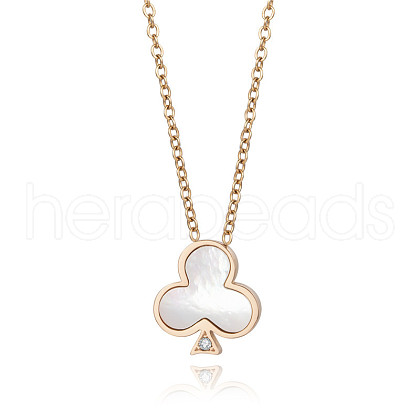 Elegant 304 Stainless Steel Crystal Rhinestone Pendant Necklaces for Women QS0811-4-1